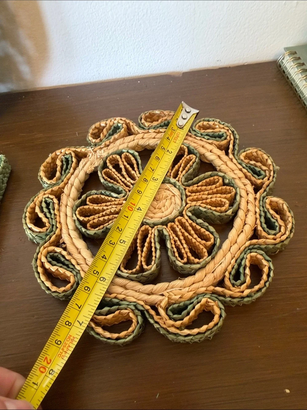 Handwoven Decorative Woven Trivets - Green and Natural Set